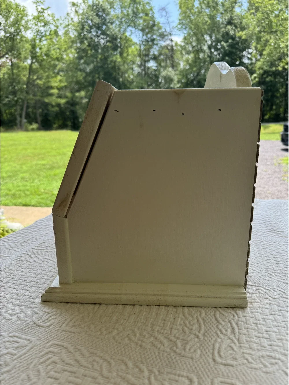 Vintage White Wooden Bread Box with Ventilated Metal Front